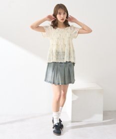 earth music&ecology フラワープリント刺繍ブラウス