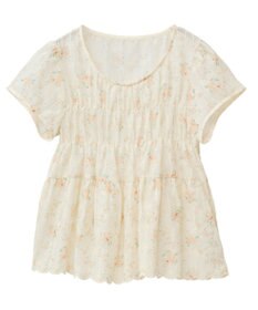 earth music&ecology フラワープリント刺繍ブラウス