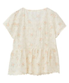 earth music&ecology フラワープリント刺繍ブラウス