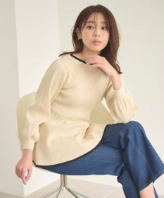 Feroux 【洗える】バイカラーペプラム ニット