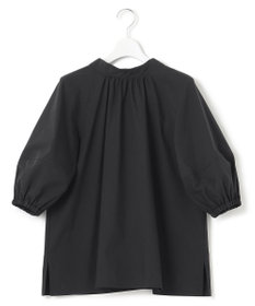 23区 L 【一部店舗限定/洗える】ハイカウントウェザーストレッチ ボウタイ付き ランタンスリーブ ブラウス