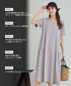 Tiaclasse 【小倉優子さん着用・洗える・接触冷感・汗ジミ防止】“サマさまカットソー”サイドティアードワンピース