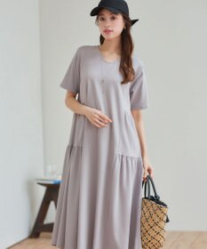 Tiaclasse 【小倉優子さん着用・洗える・接触冷感・汗ジミ防止】“サマさまカットソー”サイドティアードワンピース