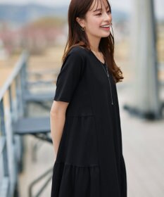 Tiaclasse 【小倉優子さん着用・洗える・接触冷感・汗ジミ防止】“サマさまカットソー”サイドティアードワンピース