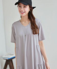 Tiaclasse 【小倉優子さん着用・洗える・接触冷感・汗ジミ防止】“サマさまカットソー”サイドティアードワンピース