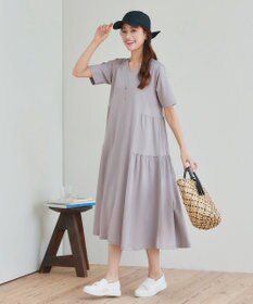 Tiaclasse 【小倉優子さん着用・洗える・接触冷感・汗ジミ防止】“サマさまカットソー”サイドティアードワンピース