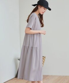 Tiaclasse 【小倉優子さん着用・洗える・接触冷感・汗ジミ防止】“サマさまカットソー”サイドティアードワンピース