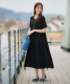 Tiaclasse 【小倉優子さん着用・洗える・接触冷感・汗ジミ防止】“サマさまカットソー”サイドティアードワンピース