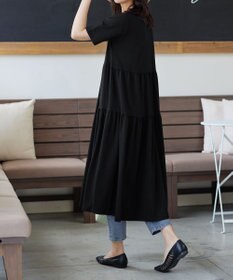 Tiaclasse 【小倉優子さん着用・洗える・接触冷感・汗ジミ防止】“サマさまカットソー”サイドティアードワンピース