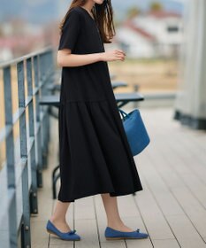 Tiaclasse 【小倉優子さん着用・洗える・接触冷感・汗ジミ防止】“サマさまカットソー”サイドティアードワンピース