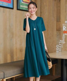 Tiaclasse 【小倉優子さん着用・洗える・接触冷感・汗ジミ防止】“サマさまカットソー”サイドティアードワンピース