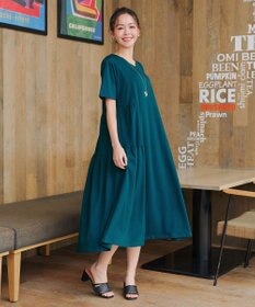 Tiaclasse 【小倉優子さん着用・洗える・接触冷感・汗ジミ防止】“サマさまカットソー”サイドティアードワンピース