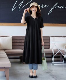 Tiaclasse 【小倉優子さん着用・洗える・接触冷感・汗ジミ防止】“サマさまカットソー”サイドティアードワンピース