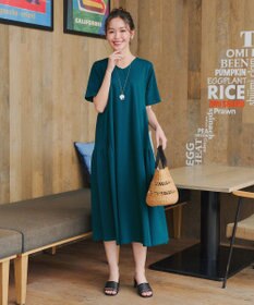 Tiaclasse 【小倉優子さん着用・洗える・接触冷感・汗ジミ防止】“サマさまカットソー”サイドティアードワンピース