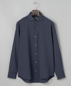 GOTAIRIKU 【シワになりにくい/ストレッチ/洗える】ウールライク シャツ_カッタウェイカラー
