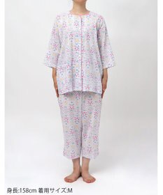 Wing パジャマ 綿100%(本体) 楊柳素材 高島ちぢみ（Ｒ） 7分袖 長袖 8分丈 レディース EP8043 ウイング／ワコール
