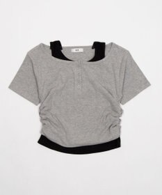 WEGO レイヤードキーネック半袖T