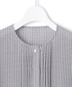 23区 L 【洗える】ヴィンテージ プリント ピンタック ブラウス