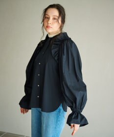 #Newans 【洗濯機可能/シワになりにくい】〈春名亜美さんコラボ〉ショルダーフリルブラウス