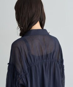YECCA VECCA 綿麻シアーボリュームギャザーシャツ