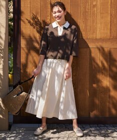 ANY 【2SET】バイカラーポロニット×スカートセット ブラウン×エクリュ