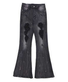 WEGO 【美脚】ダメージフレアデニム