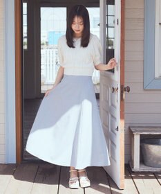 earth music&ecology 透かしケーブルパフスリニットカーディガン