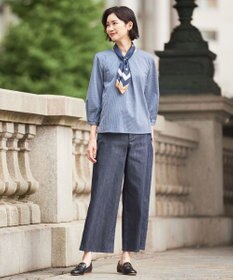 J.PRESS LADIES L 【洗える】T/C DENIM セミワイド パンツ