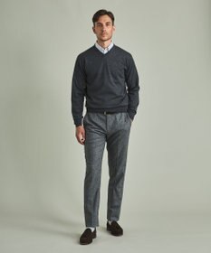 GOTAIRIKU 【家庭洗濯可能】イタリア糸 ハイゲージVネックニット