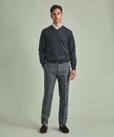 GOTAIRIKU 【家庭洗濯可能】イタリア糸 ハイゲージVネックニット