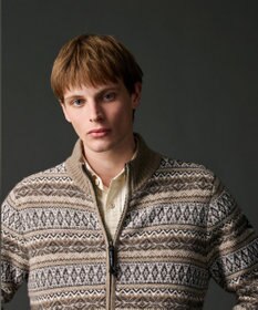 JOSEPH ABBOUD MOUNTAIN 【軽量/ソフト】ラム×モールジャカード ニットブルゾン