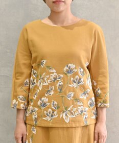 muuc 〈遠州織物の工場で織られた上質なコットン生地〉モクレン刺繍 ノーカラー プルオーバー（セットアップ可能）