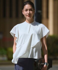 ICB 【ICB×インフルエンサーコラボ】【先行予約】デュアルサテン ラッフルブラウス