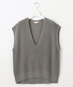 自由区 S 【洗える】コットンウールミドルゲージニット ベスト