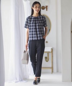 J.PRESS LADIES L シアーストライプ&チェック カットソー