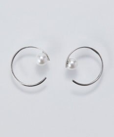 Phoebe 【金属アレルギー対応】カーブラインパールピアス/サージカルステンレス シルバー