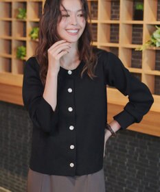 Tiaclasse L 【洗える】スポンジニットパールボタンカーディガン