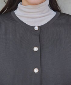 Tiaclasse L 【洗える】スポンジニットパールボタンカーディガン
