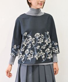 muuc 〈遠州織物の工場で織られた上質なコットン生地〉モクレン刺繍 ノーカラー プルオーバー（セットアップ可能）