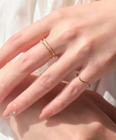 Phoebe フェミニンプレイスドビジューセットリング　ゴールド