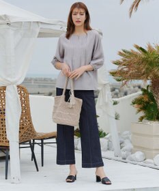 Tiaclasse 【おのののかさん着用】TCデニム切替ワイドストレートパンツ