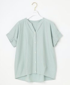 ANY SIS シルケットストライプ スキッパー カットソー