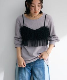 Green Parks ＳＥＴ２点チュールビスチェ＋表面感プルオーバー