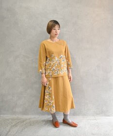 muuc 〈遠州織物の工場で織られた上質なコットン生地〉モクレン刺繍 ノーカラー プルオーバー（セットアップ可能）