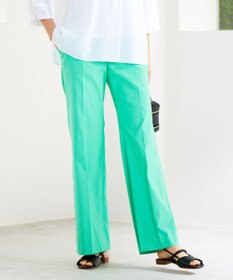 自由区 【接触冷感・UVカット・吸水速乾・洗える】シェルタリングオックスストレート パンツ ミントグリーン