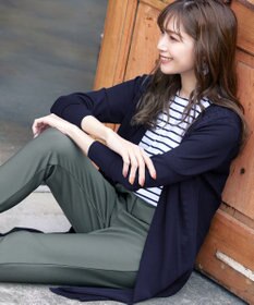 Tiaclasse 【洗える】バックリブプリーツ編みロングカーディガン