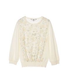 DAKS フローラルプリントコンビ クルーネックプルオーバー