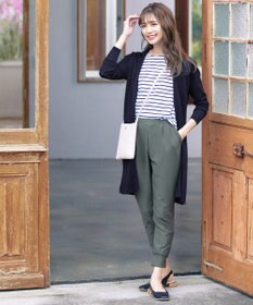 Tiaclasse 【洗える】バックリブプリーツ編みロングカーディガン