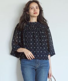 23区 【SLOW/一部店舗限定】クレープ フラワープリント ブラウス