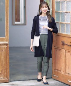 Tiaclasse 【洗える】バックリブプリーツ編みロングカーディガン